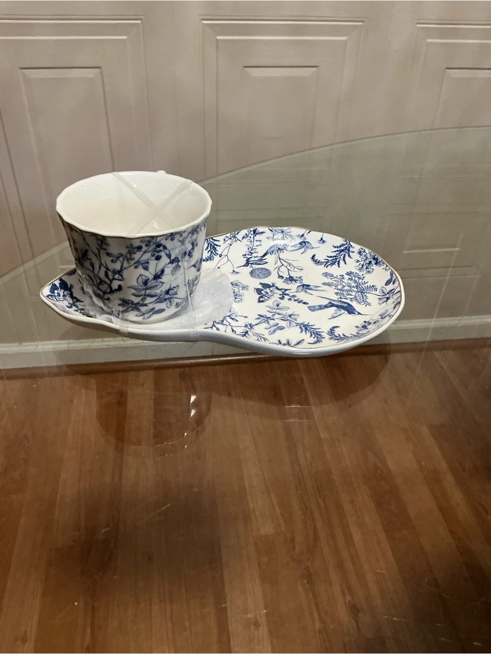 Grace Teaware Fine Porcelain Teacup & Snack Plate Set Floral Bird NEW